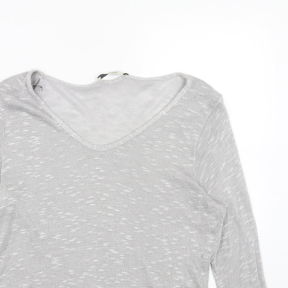 George Womens Silver V-Neck Acrylic Pullover Jumper Size 12