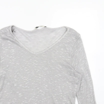 George Womens Silver V-Neck Acrylic Pullover Jumper Size 12