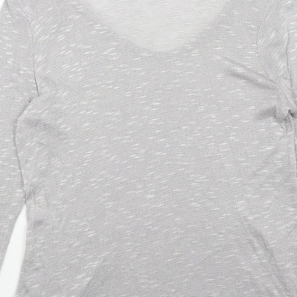 George Womens Silver V-Neck Acrylic Pullover Jumper Size 12