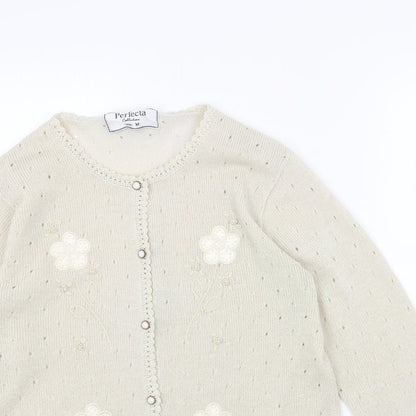 PERFECTA Womens Beige Round Neck Acrylic Cardigan Jumper Size M
