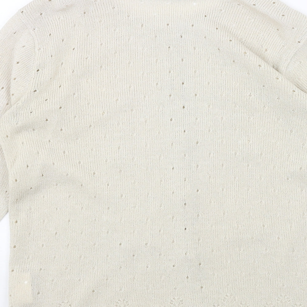 PERFECTA Womens Beige Round Neck Acrylic Cardigan Jumper Size M