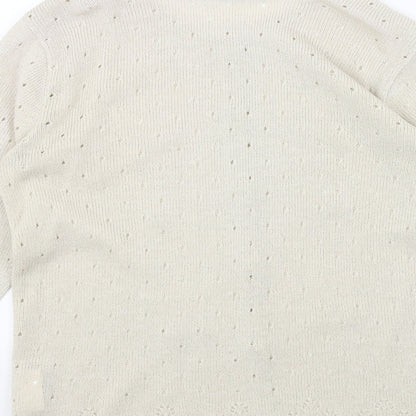 PERFECTA Womens Beige Round Neck Acrylic Cardigan Jumper Size M