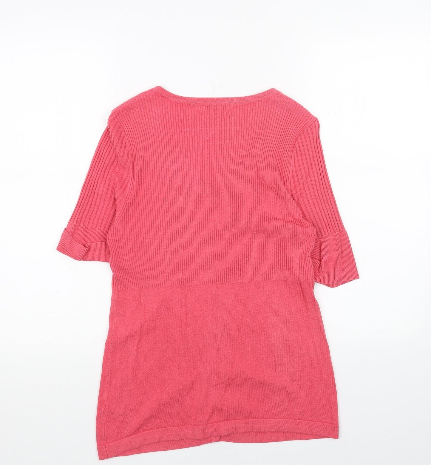 George Womens Pink Scoop Neck Acrylic Cardigan Jumper Size 12