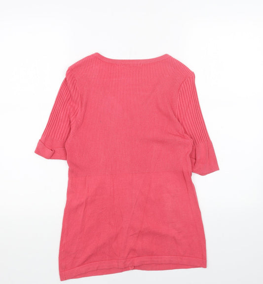 George Womens Pink Scoop Neck Acrylic Cardigan Jumper Size 12