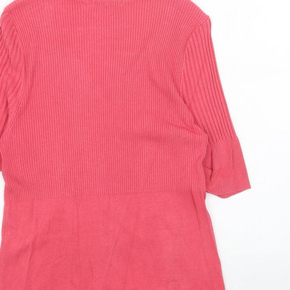 George Womens Pink Scoop Neck Acrylic Cardigan Jumper Size 12
