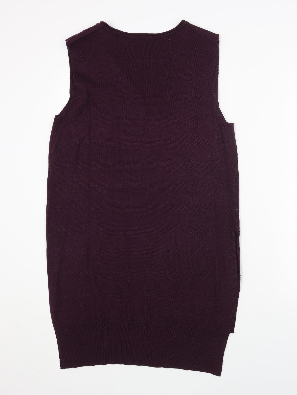 Laura Scott Womens Purple V-Neck Acrylic Vest Jumper Size 10