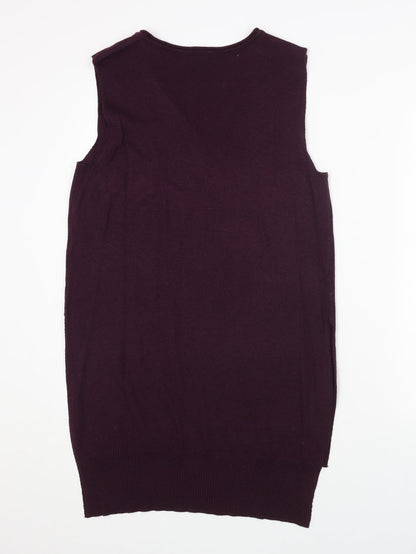 Laura Scott Womens Purple V-Neck Acrylic Vest Jumper Size 10