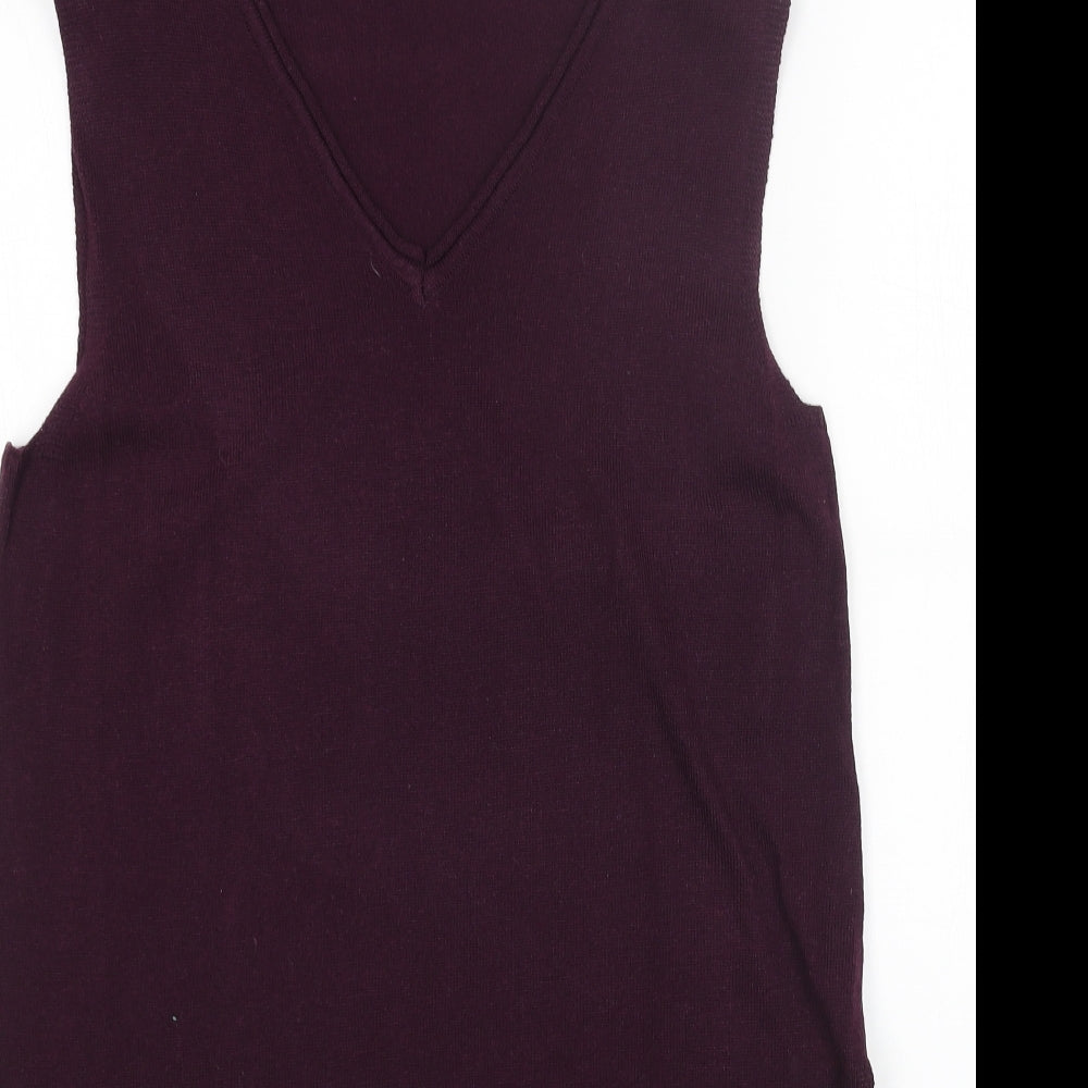 Laura Scott Womens Purple V-Neck Acrylic Vest Jumper Size 10