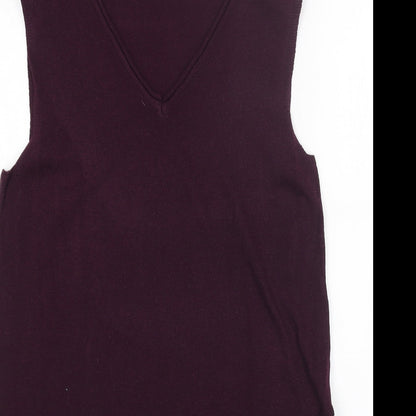 Laura Scott Womens Purple V-Neck Acrylic Vest Jumper Size 10