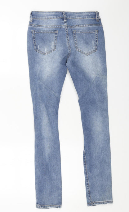 selfie 22 Womens Blue Cotton Straight Jeans Size 6 L28 in Regular Button - Distressed