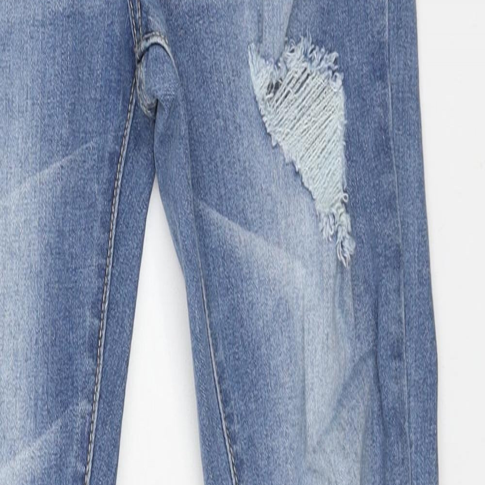 selfie 22 Womens Blue Cotton Straight Jeans Size 6 L28 in Regular Button - Distressed