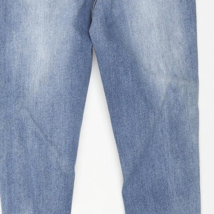 selfie 22 Womens Blue Cotton Straight Jeans Size 6 L28 in Regular Button - Distressed