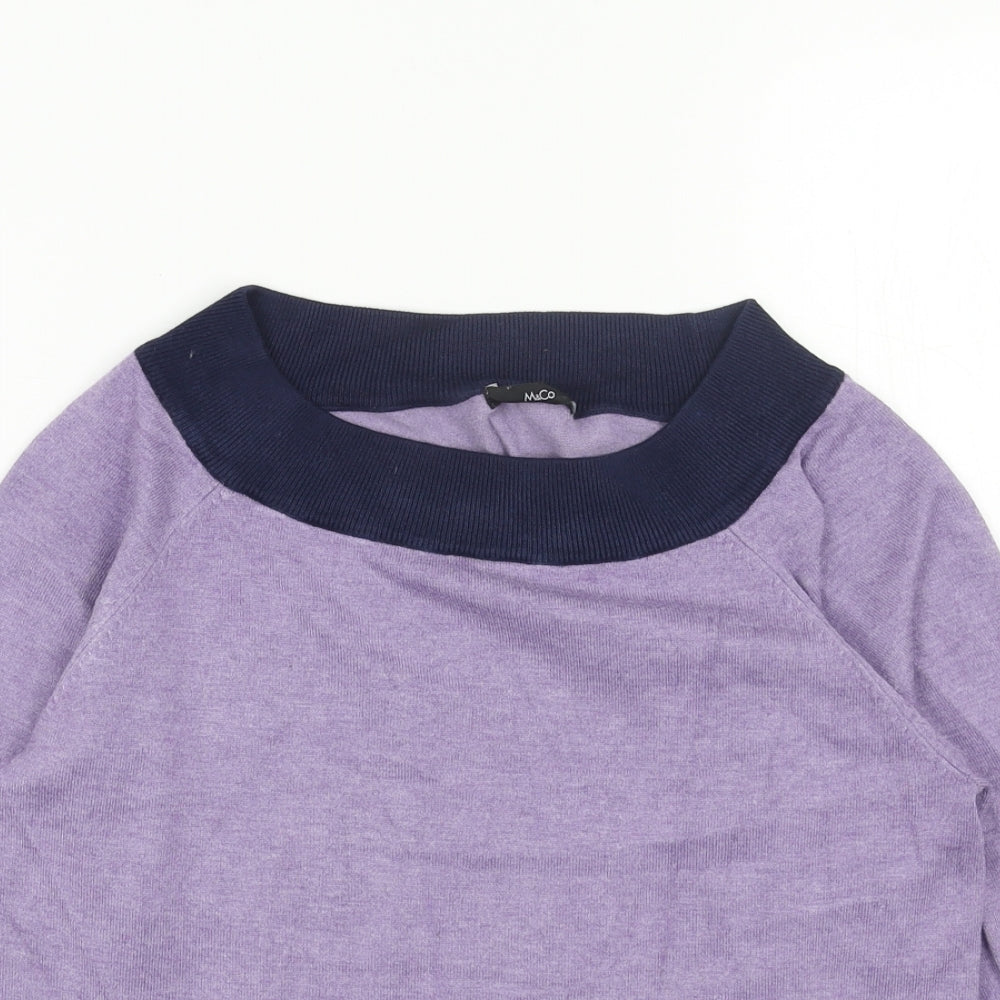 Womens UK Size 12 M&Co Purple Pullover Jumper