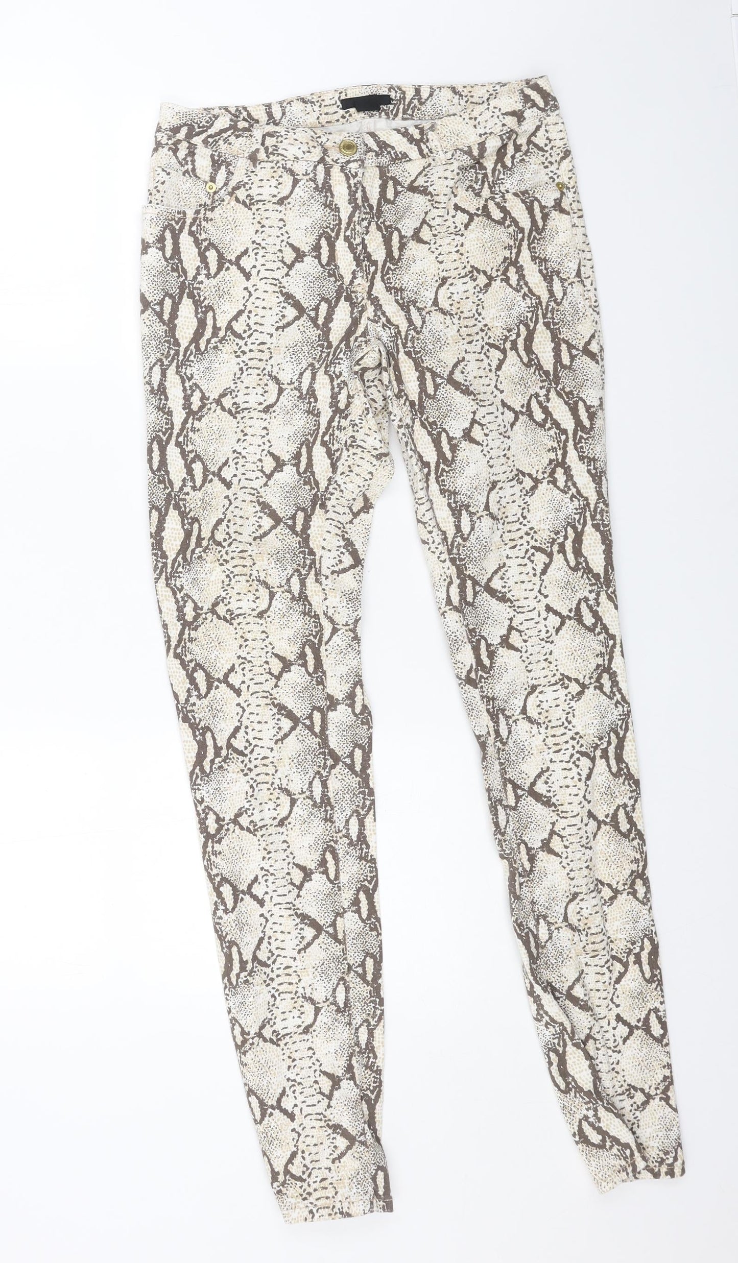 Womens UK Size 10 H&M Regular Fit Skinny Beige Jeans