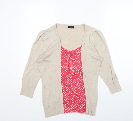 F&F Womens Beige Scoop Neck Acrylic Pullover Jumper Size 12