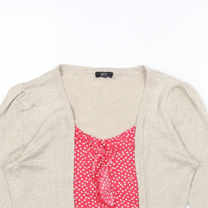 F&F Womens Beige Scoop Neck Acrylic Pullover Jumper Size 12