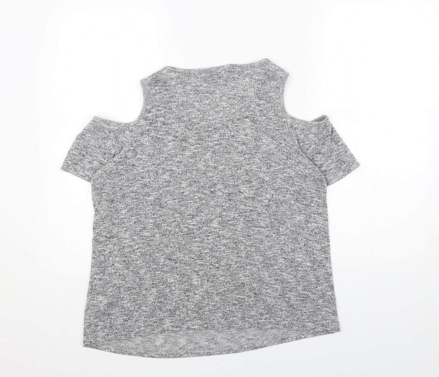 New Look Womens Grey Scoop Neck Acrylic Pullover Jumper Size 12 - Cold Shoulder
