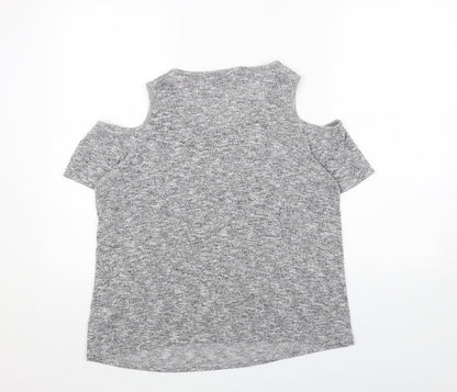New Look Womens Grey Scoop Neck Acrylic Pullover Jumper Size 12 - Cold Shoulder
