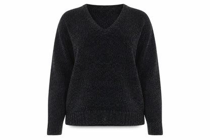 KERRI N KELSEY Womens Grey V-Neck Acrylic Pullover Jumper Size L