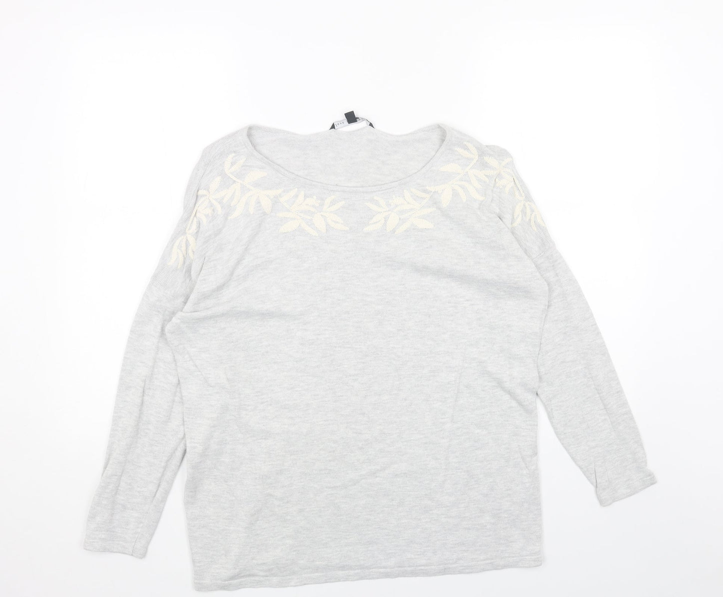 Love Knitwear Womens Grey Scoop Neck Acrylic Pullover Jumper Size 16