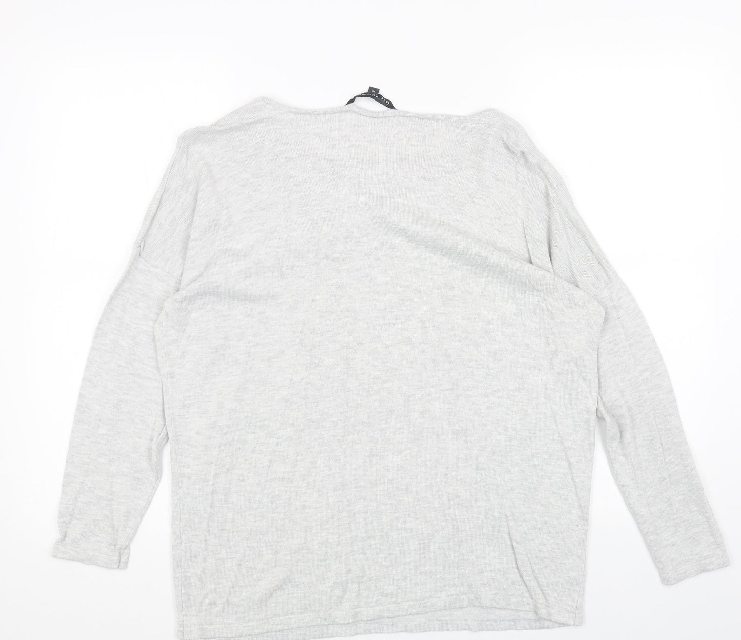Love Knitwear Womens Grey Scoop Neck Acrylic Pullover Jumper Size 16