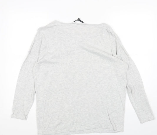 Love Knitwear Womens Grey Scoop Neck Acrylic Pullover Jumper Size 16