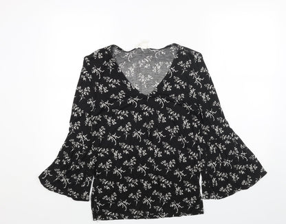 Womens UK Size XS H&M Black Basic Blouse