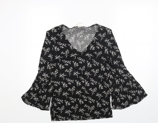 Womens UK Size XS H&M Black Basic Blouse