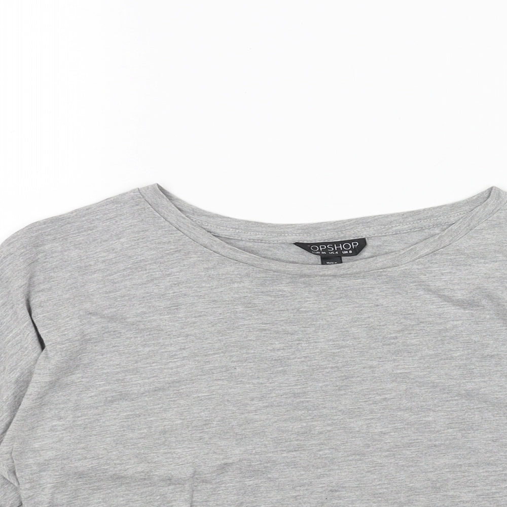 Womens UK Size 8 Topshop Grey Basic T-Shirt