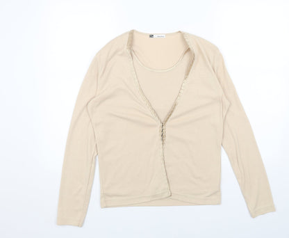Womens UK Size 12 Viz A Viz Beige Basic Blouse