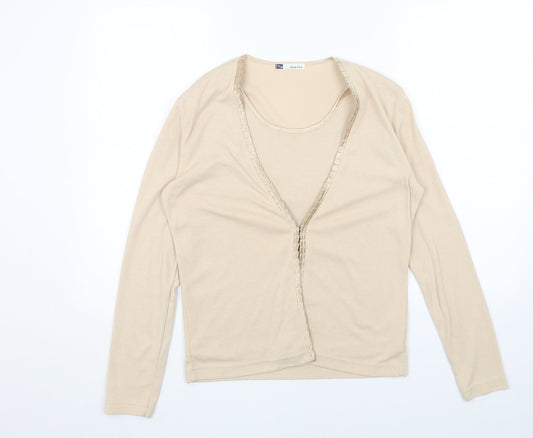 Womens UK Size 12 Viz A Viz Beige Basic Blouse