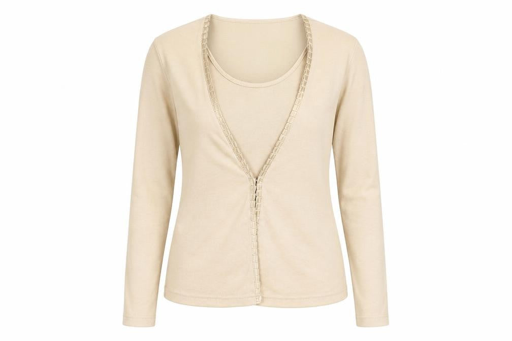 Womens UK Size 12 Viz A Viz Beige Basic Blouse