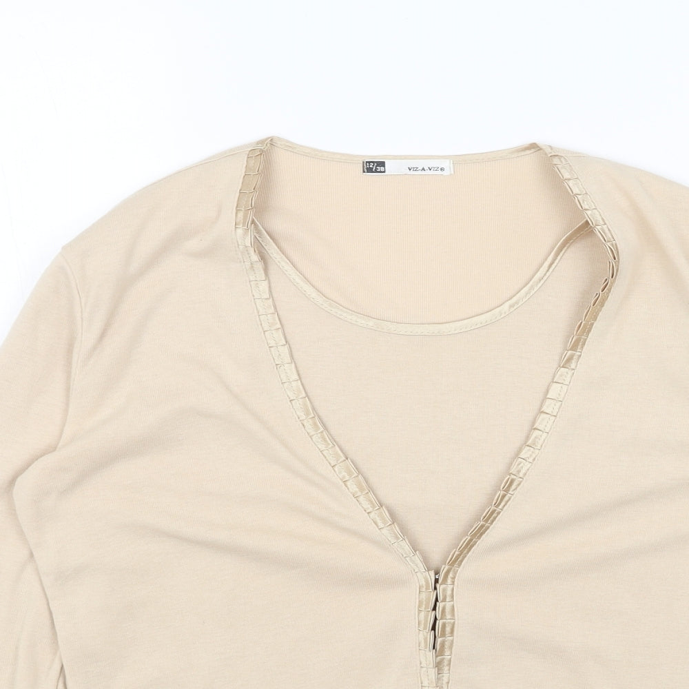 Womens UK Size 12 Viz A Viz Beige Basic Blouse
