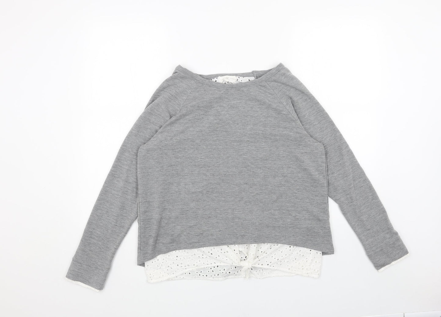 THYME&HONEY Womens Grey Boat Neck Cotton Pullover Jumper Size L
