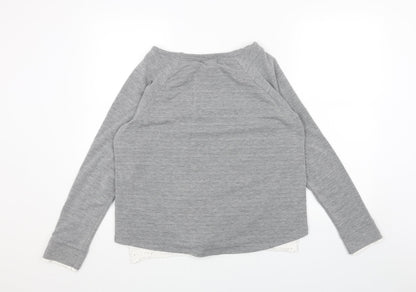 THYME&HONEY Womens Grey Boat Neck Cotton Pullover Jumper Size L