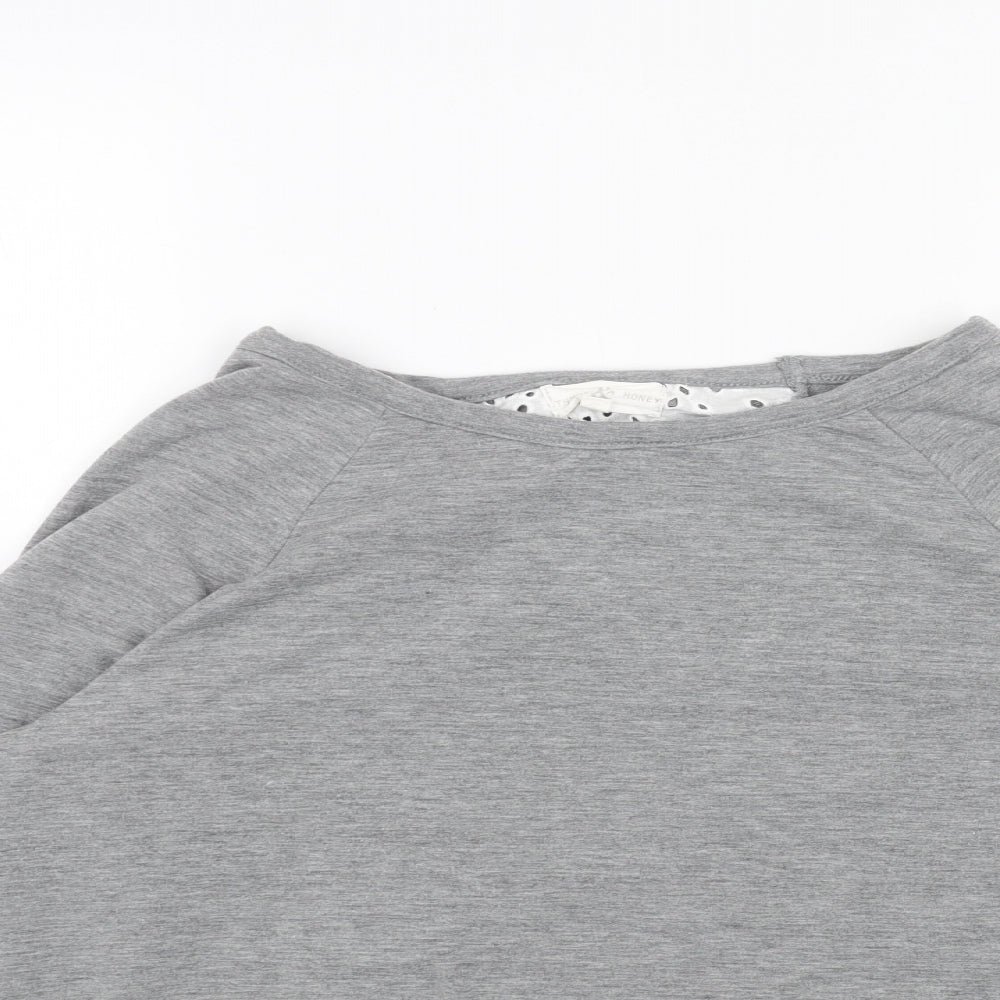 THYME&HONEY Womens Grey Boat Neck Cotton Pullover Jumper Size L