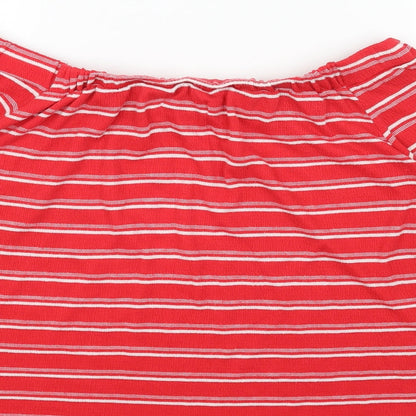 Womens UK Size 16 Papaya Red Basic Blouse