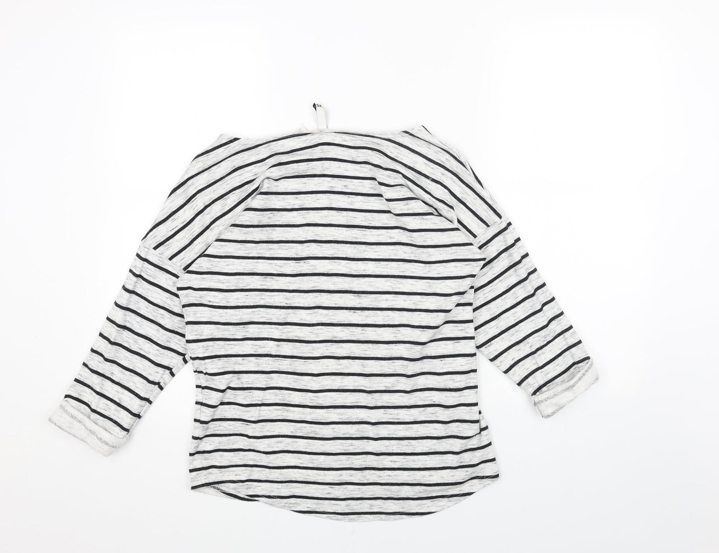 H&M Womens Grey Striped Cotton Pullover Sweatshirt Size XS Pullover