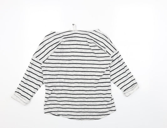 H&M Womens Grey Striped Cotton Pullover Sweatshirt Size XS Pullover