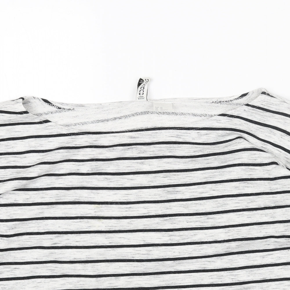 H&M Womens Grey Striped Cotton Pullover Sweatshirt Size XS Pullover