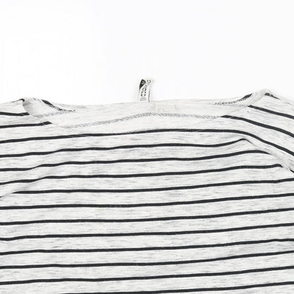 H&M Womens Grey Striped Cotton Pullover Sweatshirt Size XS Pullover