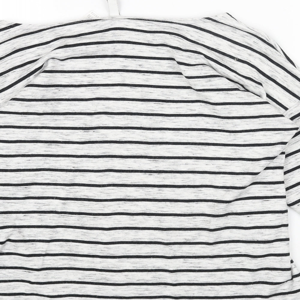 H&M Womens Grey Striped Cotton Pullover Sweatshirt Size XS Pullover