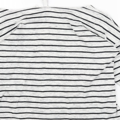 H&M Womens Grey Striped Cotton Pullover Sweatshirt Size XS Pullover