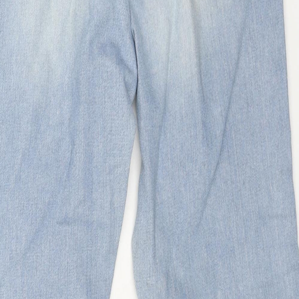 Topshop Womens Blue Cotton Straight Jeans Size 30 L25 in Regular Button - Distressed
