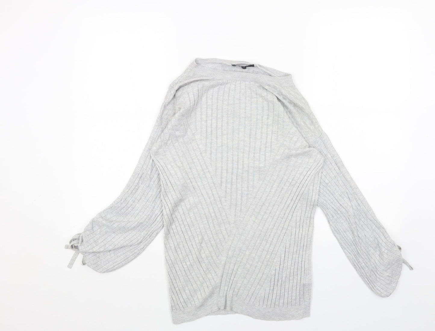 F&F Womens Grey Boat Neck Cotton Pullover Jumper Size 8