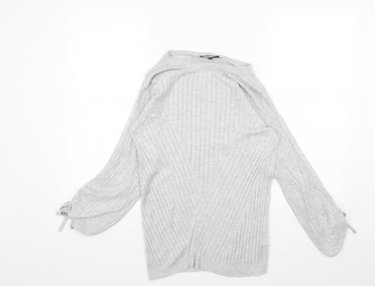 F&F Womens Grey Boat Neck Cotton Pullover Jumper Size 8