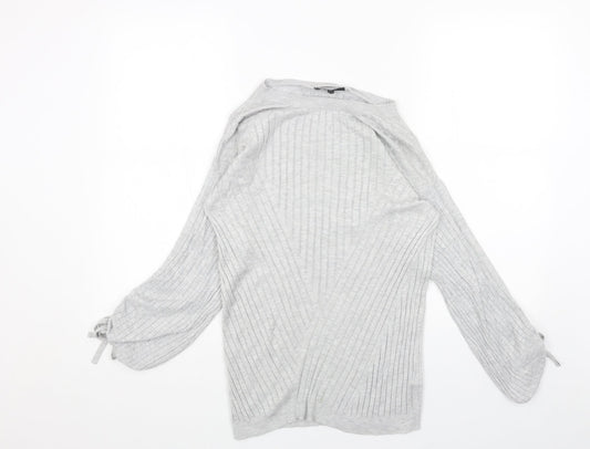 F&F Womens Grey Boat Neck Cotton Pullover Jumper Size 8