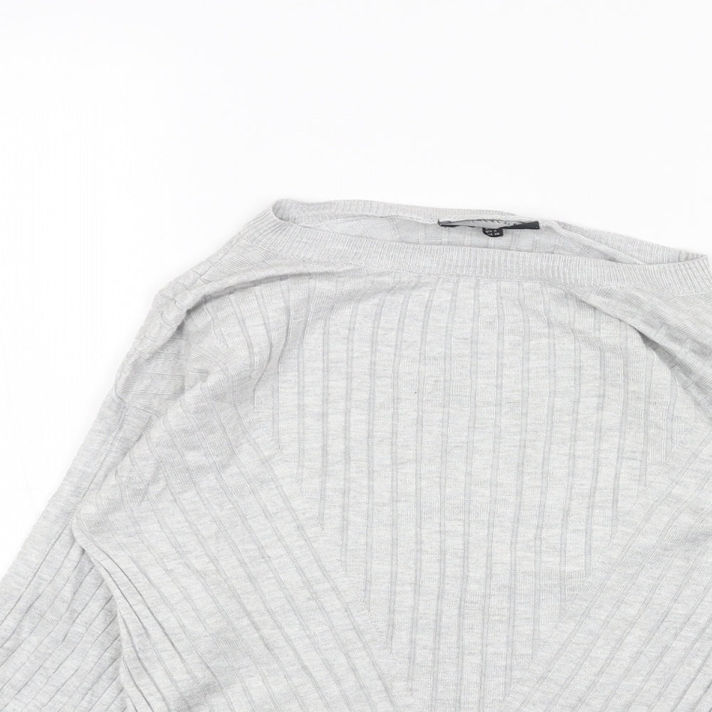 F&F Womens Grey Boat Neck Cotton Pullover Jumper Size 8