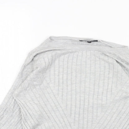 F&F Womens Grey Boat Neck Cotton Pullover Jumper Size 8