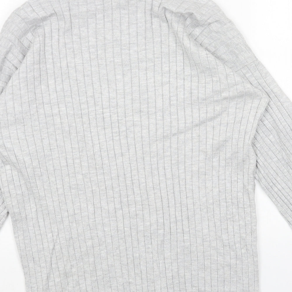 F&F Womens Grey Boat Neck Cotton Pullover Jumper Size 8